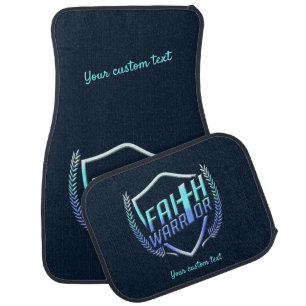 Faith Warrior Christian Blue Purple Ombre Car Floor Mat