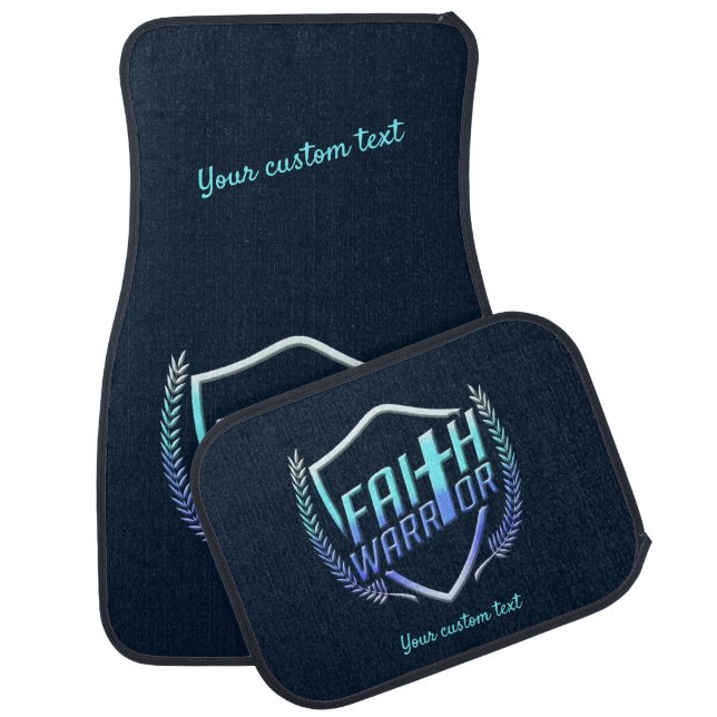 Faith Warrior Christian Blue Purple Ombre Car Floor Mat (Set)