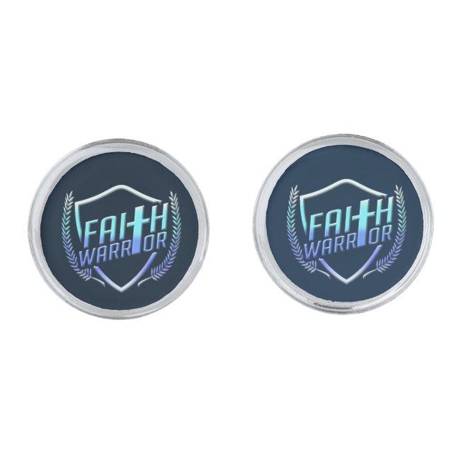 Faith Warrior Christian Blue Purple Ombre Cufflinks (Front)