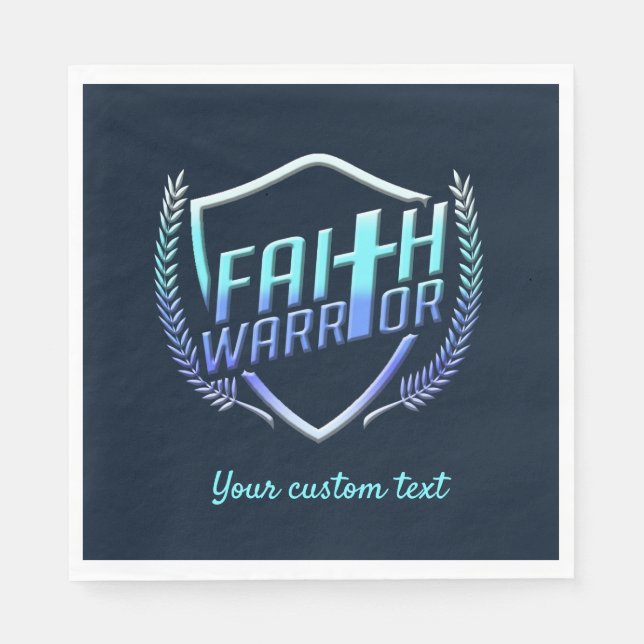 Faith Warrior Christian Blue Purple Ombre Napkins (Front)