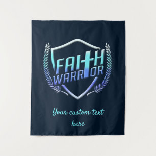 Faith Warrior Christian Blue Purple Ombre Tapestry