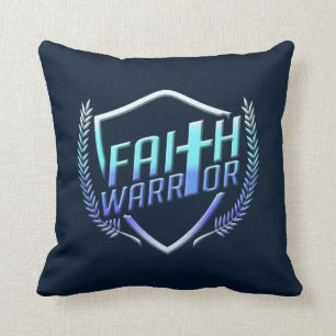Faith Warrior Christian Blue Purple Ombre Throw Pillow
