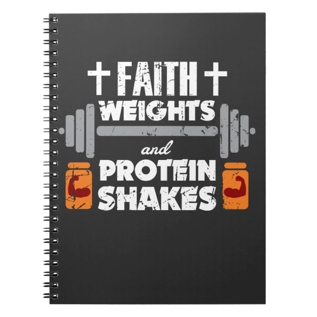 Faith Weights Christian Gym Humor Exercise Workout Notebook (Front)