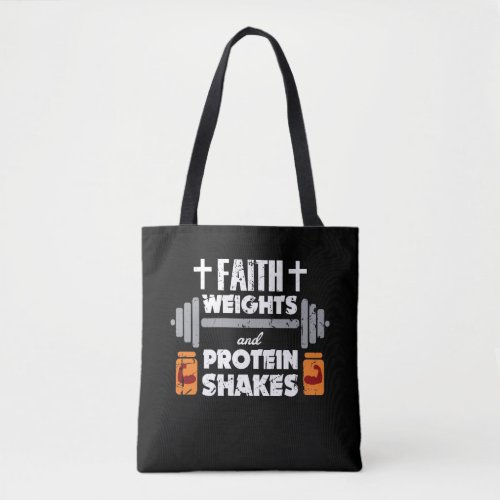 Faith Weights Christian Gym Humor Exercise Workout Tote Bag