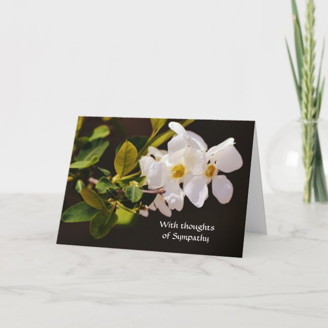 Faith White Blossom Flowers Sympathy Card (Front)