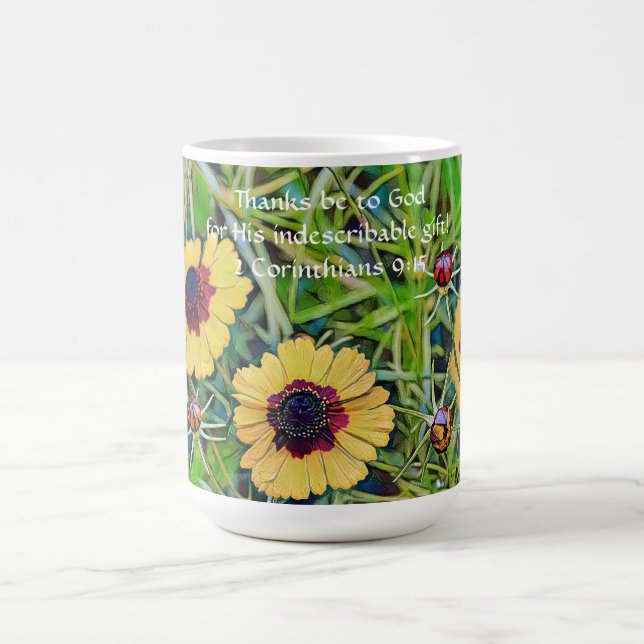 Faith Wildflower Flowers and Bible Verse Mug Cup (Center)