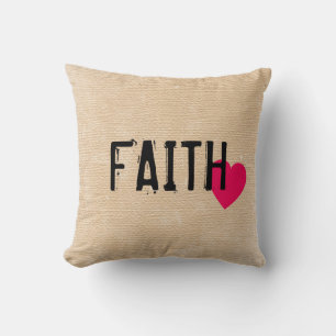 FAITH with Heart Throw Pillow
