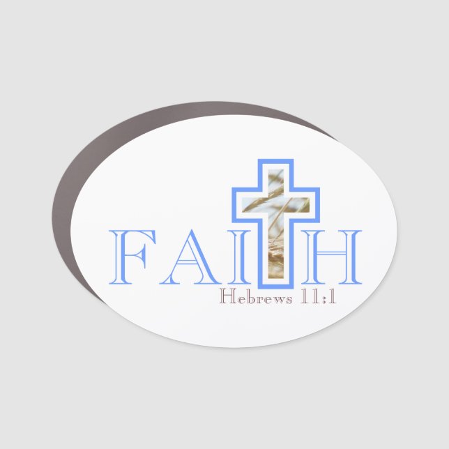 Faith With Wheat Cross Car Magnet (Front)