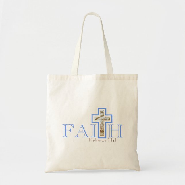 Faith With Wheat Cross Tote Bag (Front)