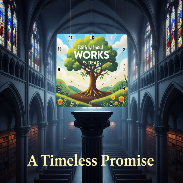 Faith without WORKS IS DEAD Square Wall Clock (Creator Uploaded)