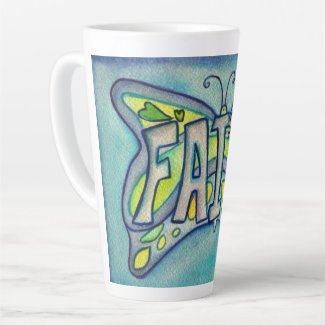 Faith Word Art Blue Butterfly Wing Cup Latte Mug