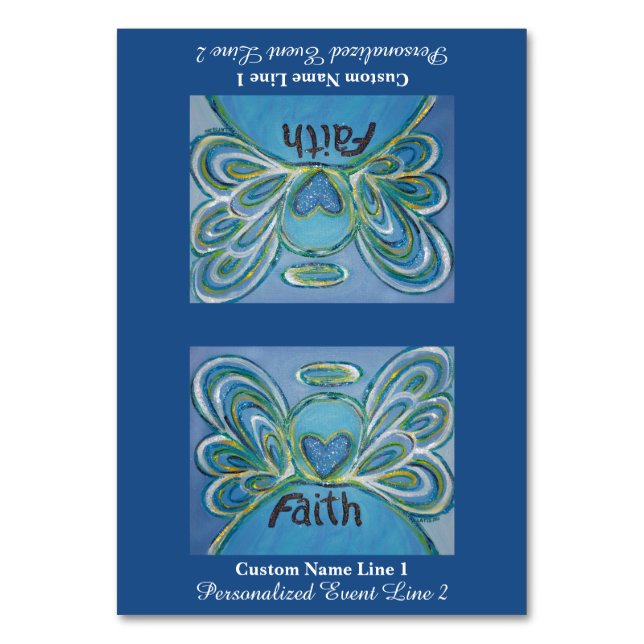 Faith Word Inspirational Angel Custom Table Tents Table Number (Front)