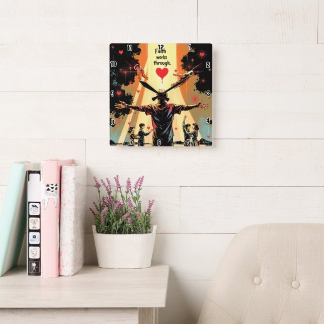 Faith works through love. Galatians 5:6 Square Wall Clock (Reading Room)