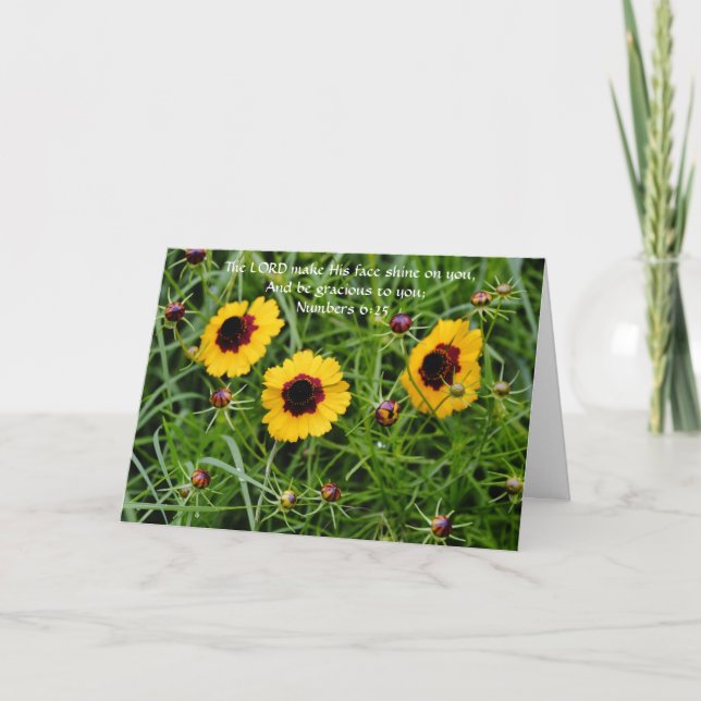 Faith Yellow Flowers Thank You Card (Front)