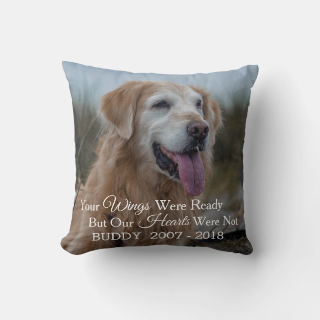 Faithful Companion Beloved Pet Photo Memorial Throw Pillow (Front)