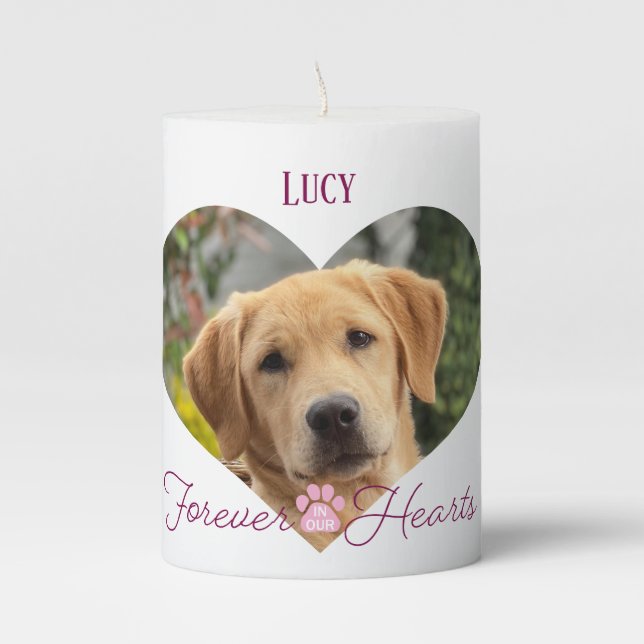 Faithful Companion Pet Memorial Photo Name Date Pillar Candle (Front)