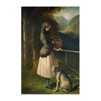 Faithful Companion: Young Woman with Dog in Autumn Acrylic Print