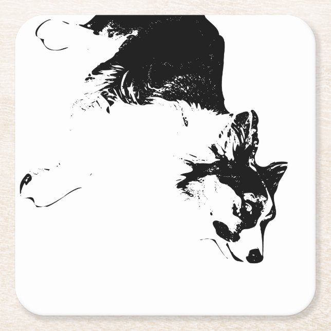 Faithful Gaze in Fall Shadows Square Paper Coaster (Front)
