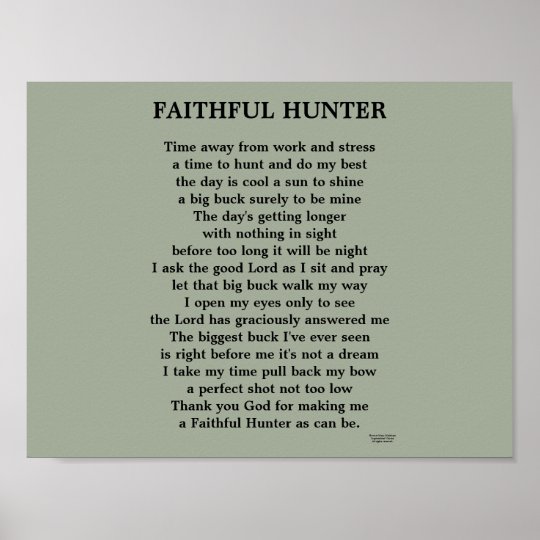 FAITHFUL HUNTER POEM POSTER
