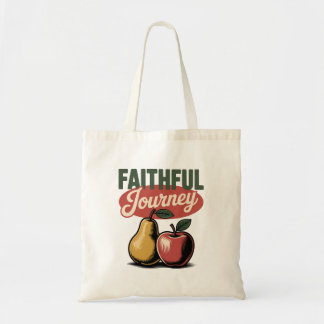 Faithful Journey Pear Apple Retro Christian Tee Tote Bag