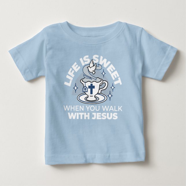 Faithful Living Art – Teacup with Cross and Dove  Baby T-Shirt (Front)