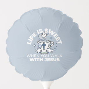 Faithful Living Art – Teacup with Cross and Dove Balloon