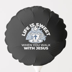 Faithful Living Art – Teacup with Cross and Dove  Balloon