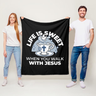 Faithful Living Art – Teacup with Cross and Dove Fleece Blanket