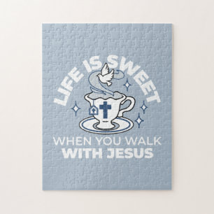 Faithful Living Art – Teacup with Cross and Dove Jigsaw Puzzle