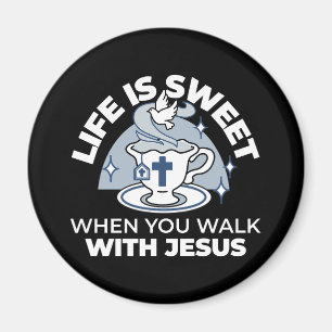 Faithful Living Art – Teacup with Cross and Dove  Magnet