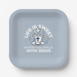Faithful Living Art – Teacup with Cross and Dove Paper Plates