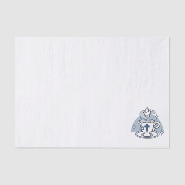 Faithful Living Art – Teacup with Cross and Dove  Tissue Paper (Front)
