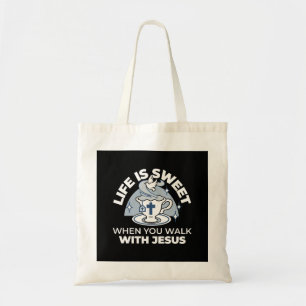 Faithful Living Art – Teacup with Cross and Dove Tote Bag