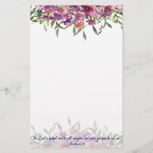 Faithful watercolor floral  stationery