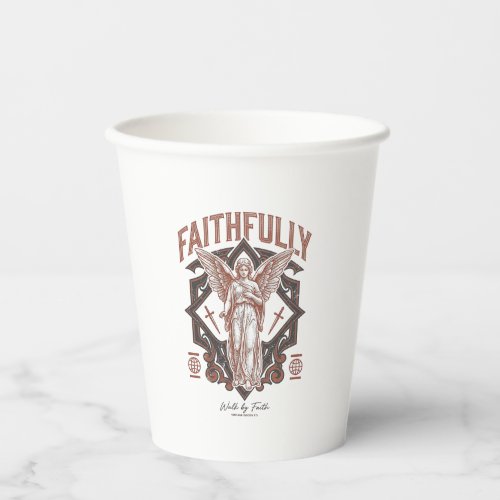 Faithfully Angel Vintage Engraving Christian T-Shi Paper Cups