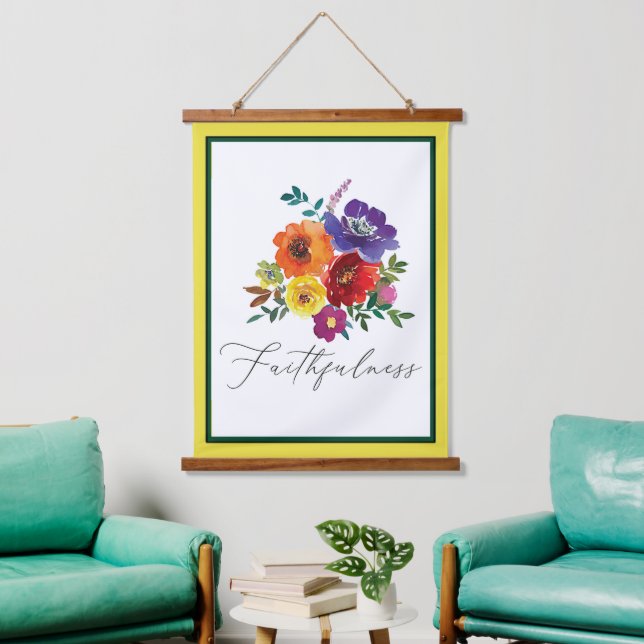 Faithfulness multi color floral  hanging tapestry (Living Room)