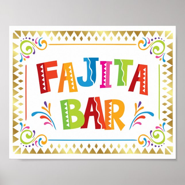FAJITA BAR Fiesta Party Sign Print (Front)