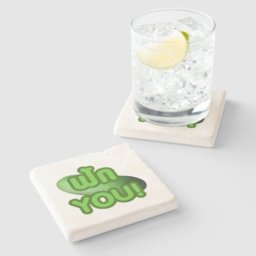 FAK YOU  Green Squash Winter Melon Stone Coaster