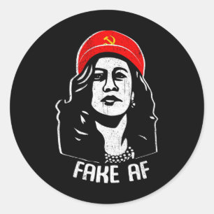 Fake Af Kamala Harris Communism Election Humor Men Classic Round Sticker