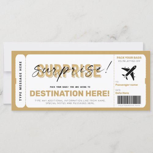 Fake Airplane Ticket Surprise Boarding Pass