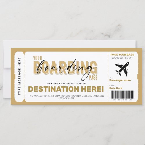 Fake Airplane Ticket Surprise Boarding Pass Card