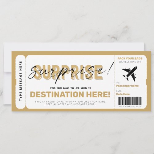 Fake Airplane Ticket Surprise Boarding Pass Invitation