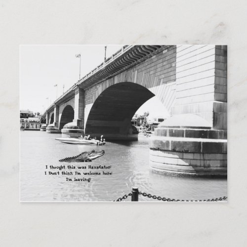 Fake Alligator swimming by the London Bridge Postcard