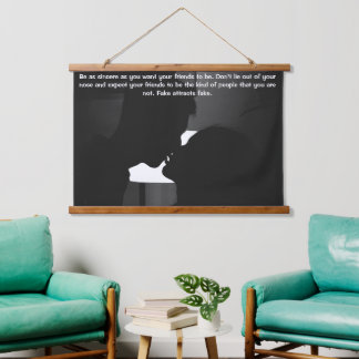 Fake attracts fake couple in dark gesture  hanging tapestry