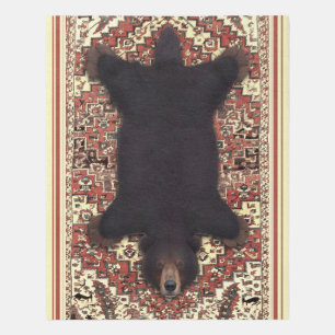 Fake Bear Rug - Black Bear on Persian Rug