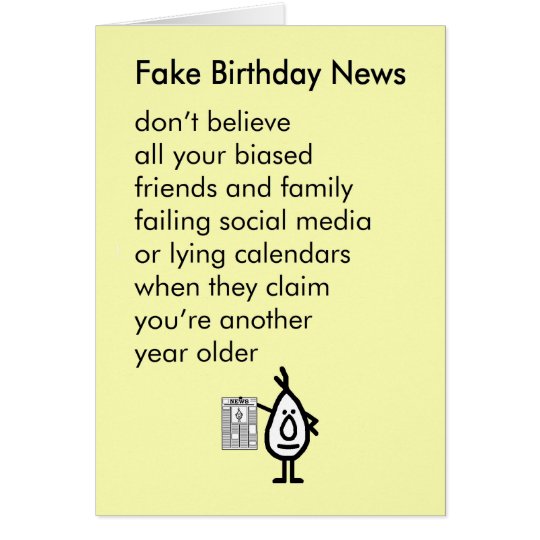 Fake Birthday News A Funny Happy Birthday Poem Card