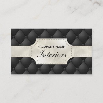 Fake Black And White Tufted Leather Look-like Business Card by destei at Zazzle