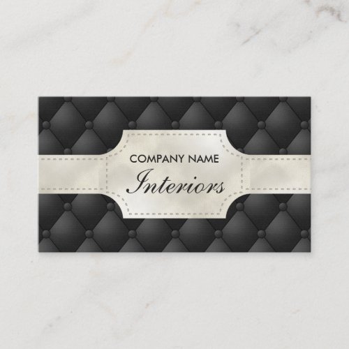 Fake Black And White Tufted Leather Business Card Template