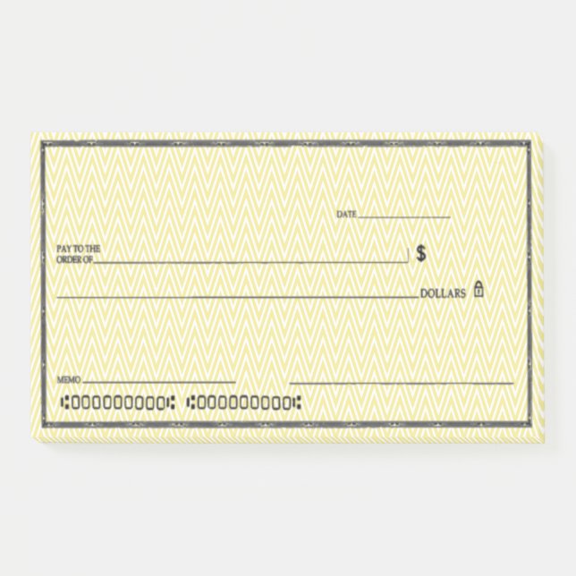 Fake Blank Check Post-it Notes (Front)