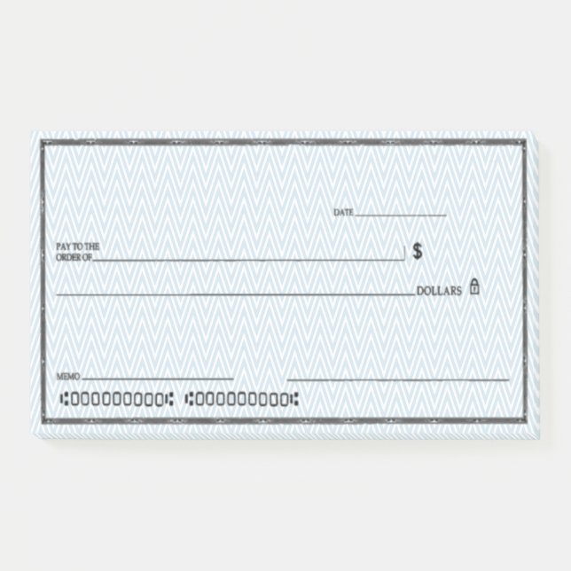 Fake Blank Check Post-it Notes (Front)
